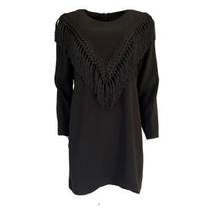 Cult Moda - Black Bodycon Fringe Detail Dress - M